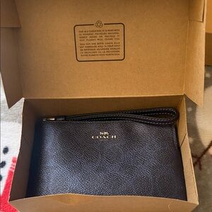 Coach Navy Leather Wristlet